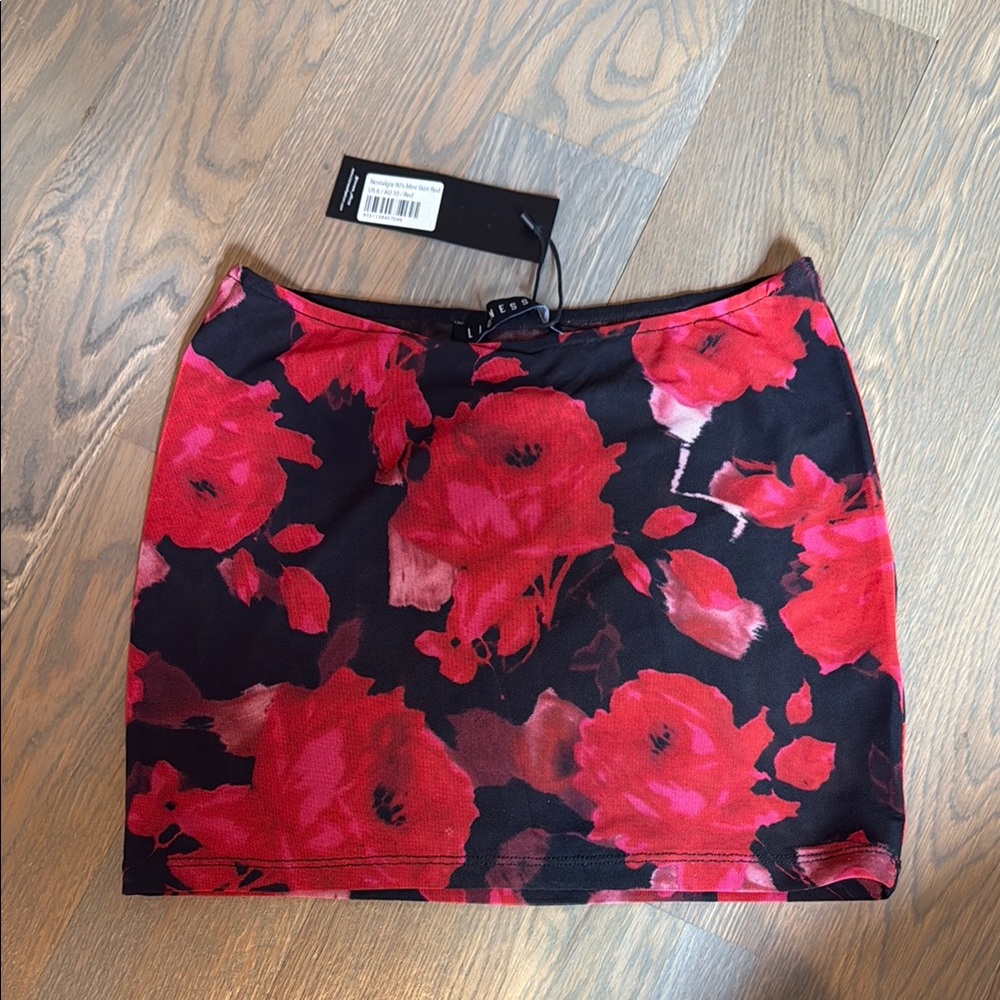 NEW! Princess Polly Floral Black and Red Skirt